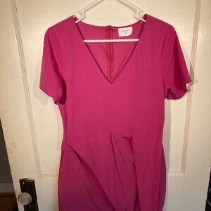 Everly Anthropologie Women's Pink V-neck Back Zipper Dress